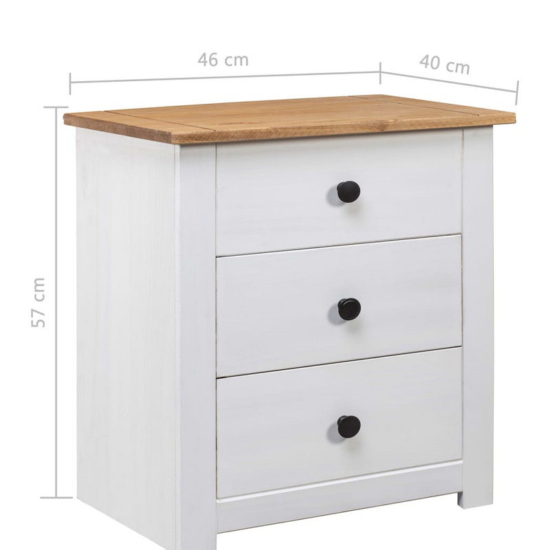 vidaXL Bedside Cabinet White 18.1"x15.7"x22.4" Pinewood Panama Range