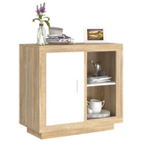 vidaXL Sideboard White and Sonoma Oak 31.5"x15.7"x29.5"