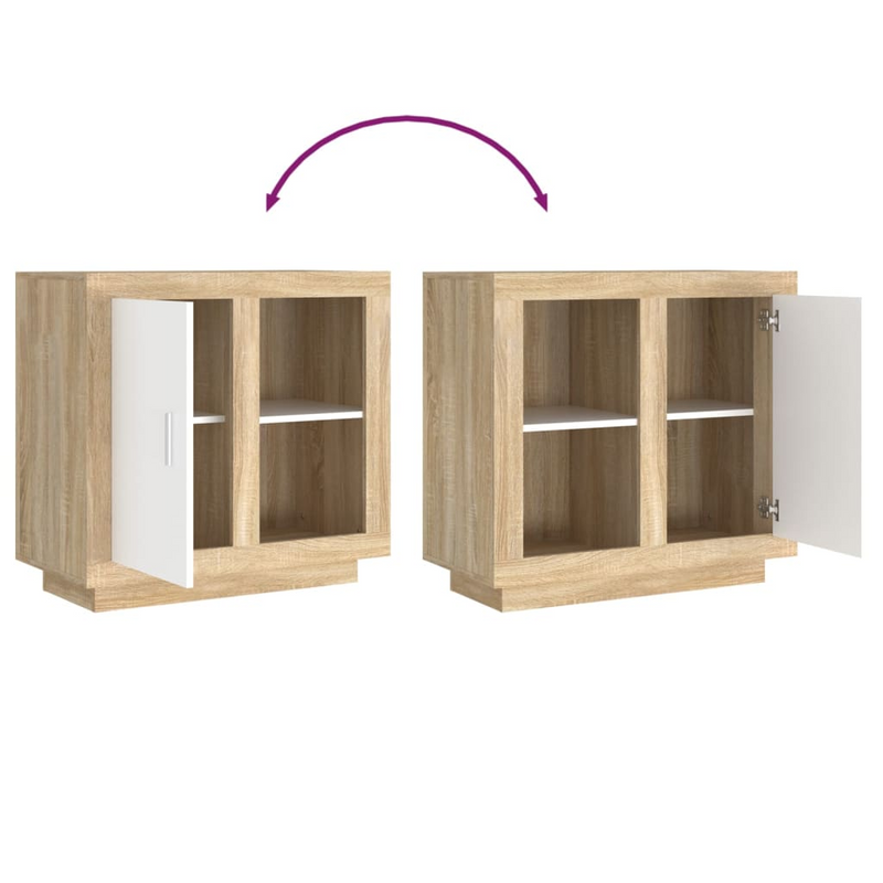vidaXL Sideboard White and Sonoma Oak 31.5"x15.7"x29.5"