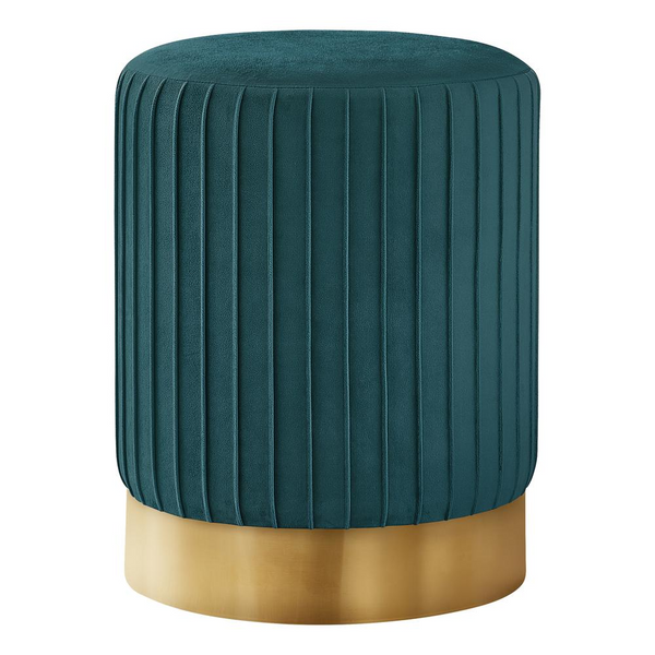 OTTOMAN - TURQUOISE VELVET / GOLD METAL BASE"