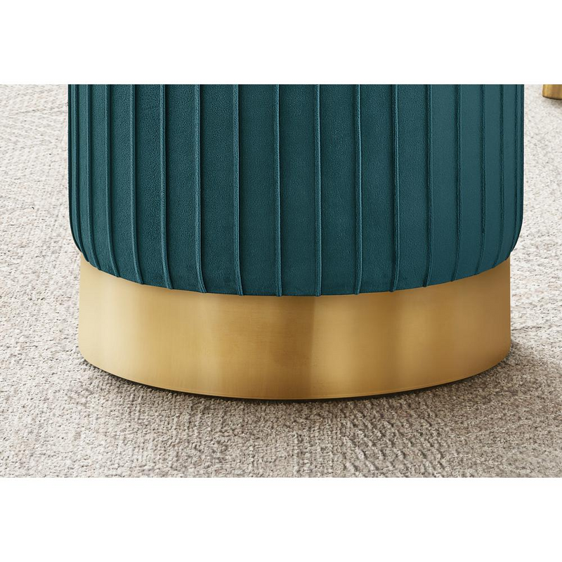 OTTOMAN - TURQUOISE VELVET / GOLD METAL BASE"