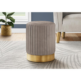 OTTOMAN - LIGHT BROWN VELVET / GOLD METAL BASE"