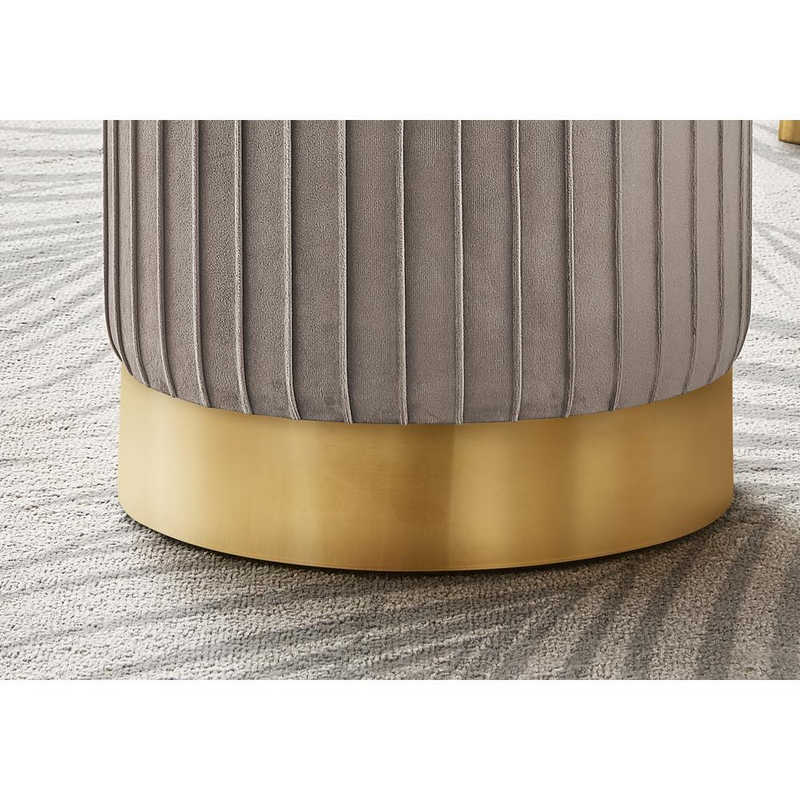 OTTOMAN - LIGHT BROWN VELVET / GOLD METAL BASE"