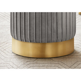 OTTOMAN - GREY VELVET / GOLD METAL BASE"