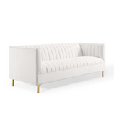 Shift Channel Tufted Performance Velvet Sofa - White EEI-4132-WHI