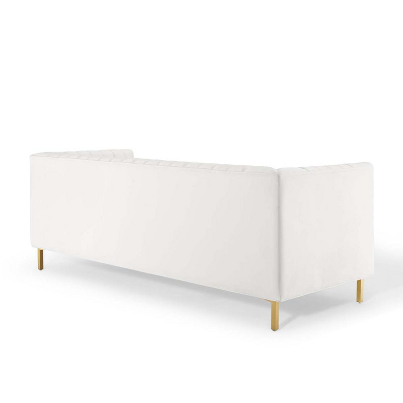 Shift Channel Tufted Performance Velvet Sofa - White EEI-4132-WHI