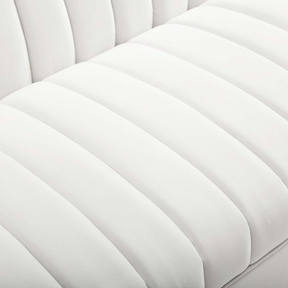 Shift Channel Tufted Performance Velvet Sofa - White EEI-4132-WHI
