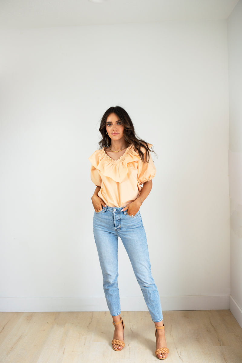 Peach Ruffle Blouse