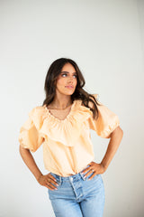 Peach Ruffle Blouse
