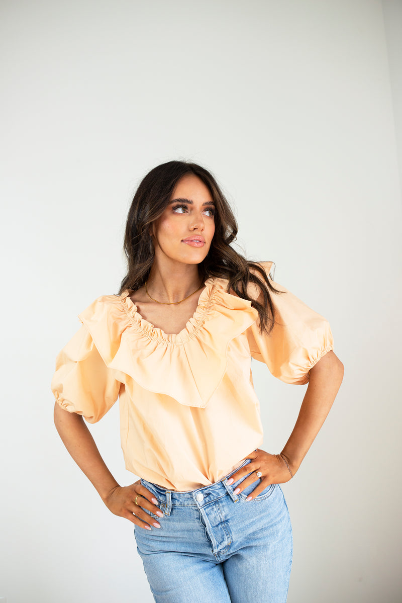 Peach Ruffle Blouse