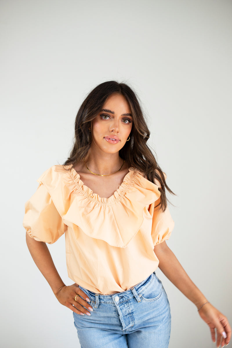 Peach Ruffle Blouse