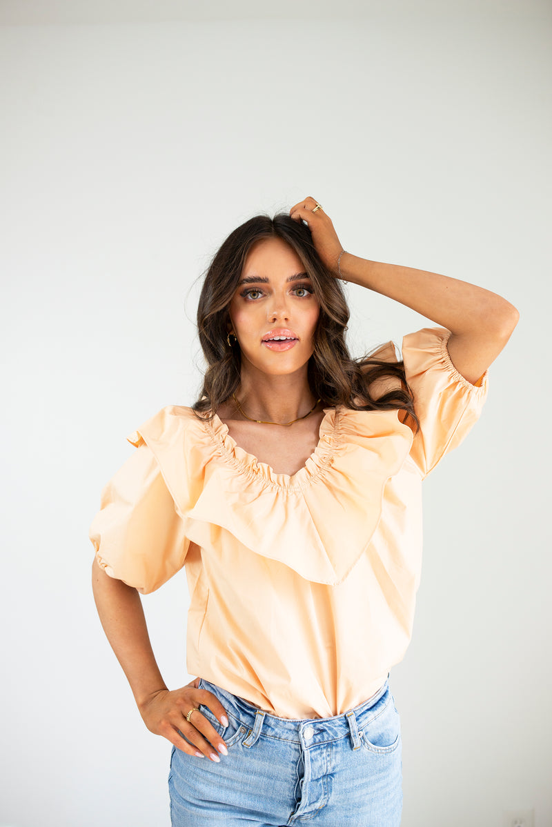 Peach Ruffle Blouse