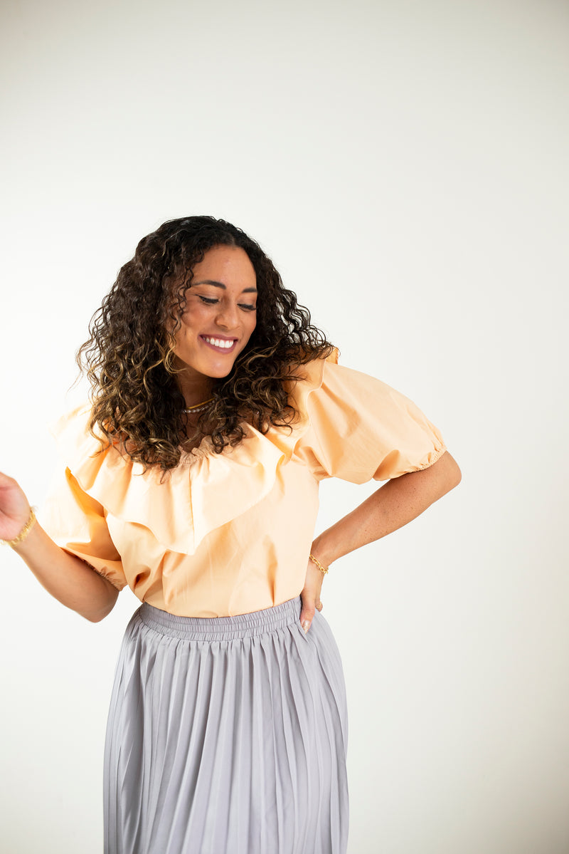 Peach Ruffle Blouse