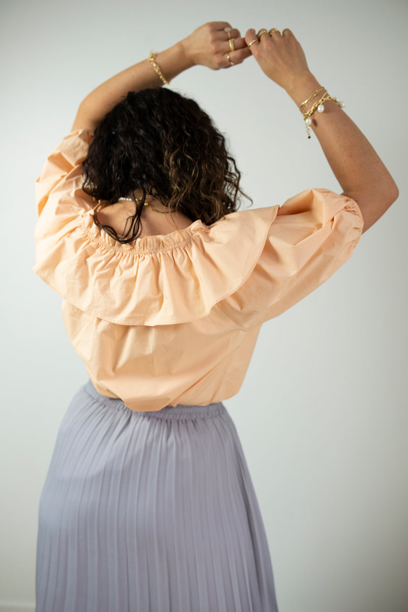Peach Ruffle Blouse