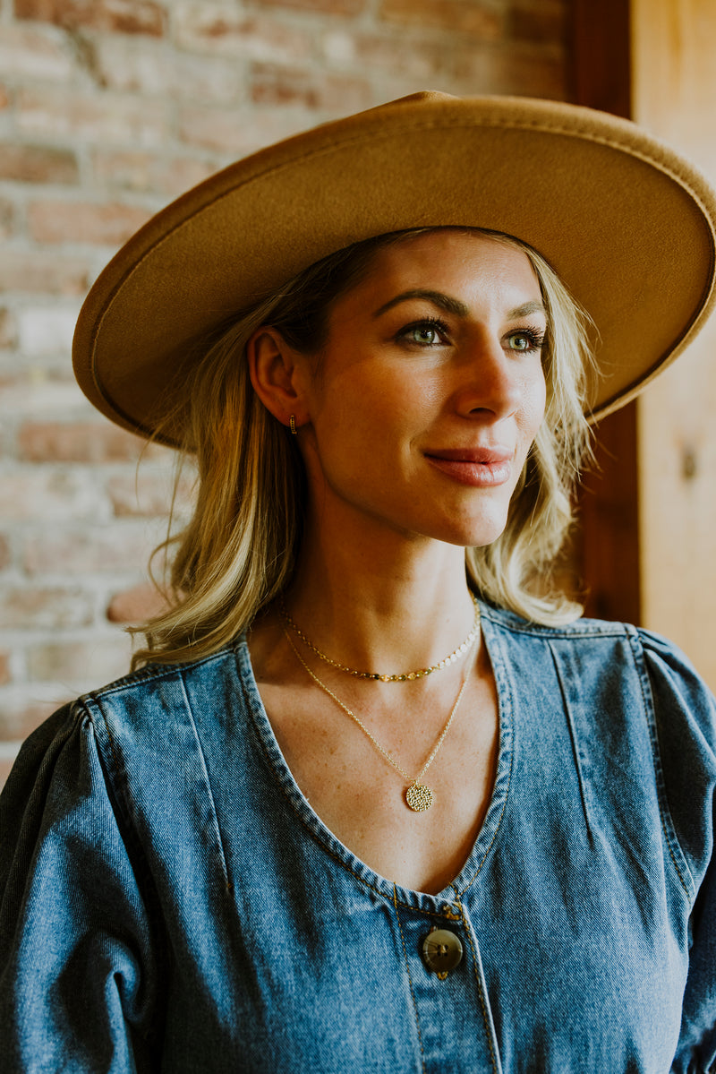 Gold Hammered Pendant Necklace by Layer Jewelry