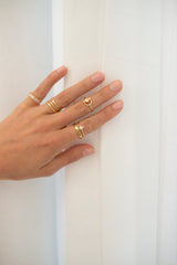 16K Gold Filled Geometric White Opal Ring