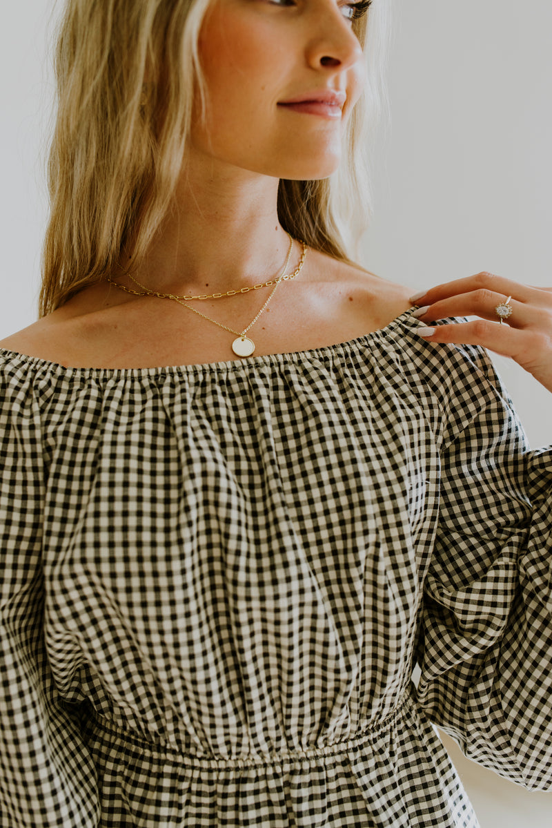 Gold Hammered Pendant Necklace by Layer Jewelry