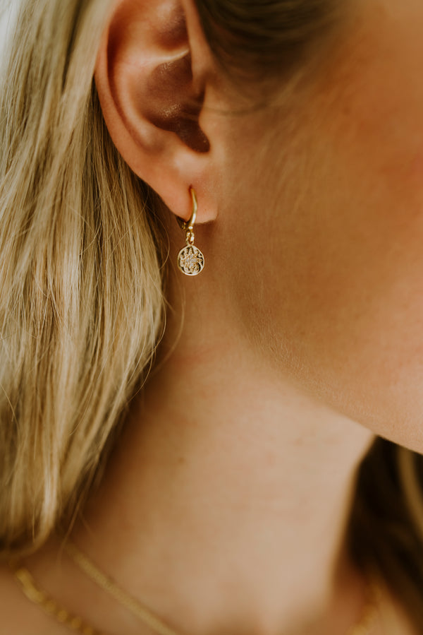Starburst Pendant Huggie Earrings