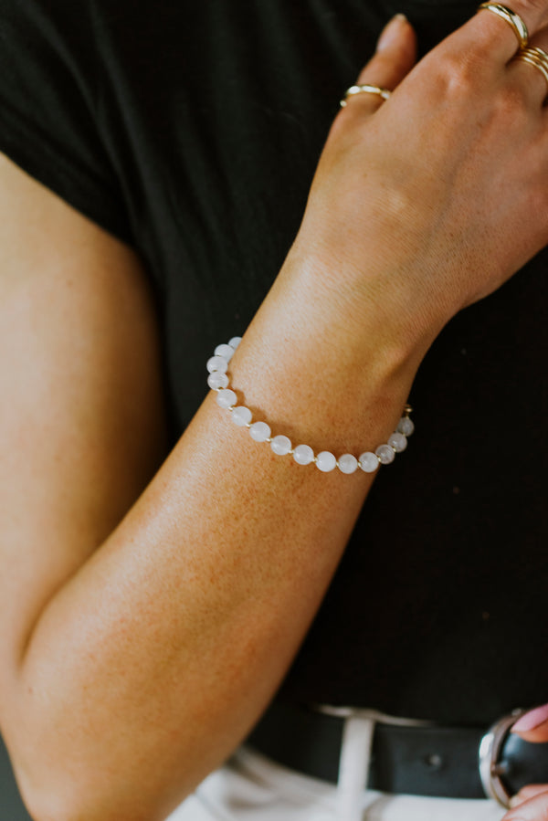White Jade and Gold Filled Bracelet