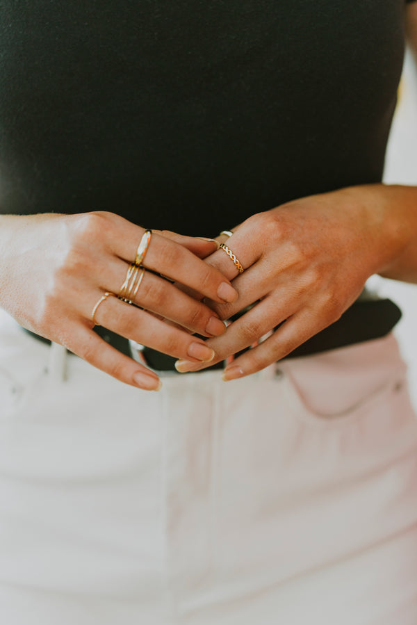 Dainty Gold Beaded Ring
