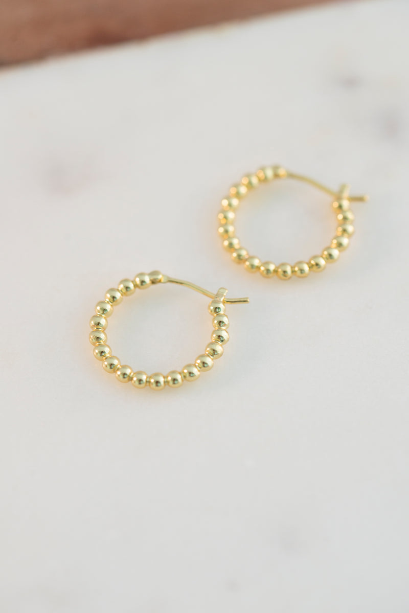 Small Beaded Huggie Hoop Earrings