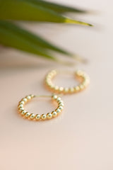 Small Beaded Huggie Hoop Earrings