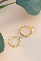 Small Beaded Huggie Hoop Earrings