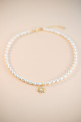 Freshwater Pearl Necklace with Gold Filled Starburst Pendant