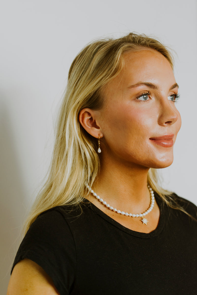 Freshwater Pearl Necklace with Gold Filled Starburst Pendant
