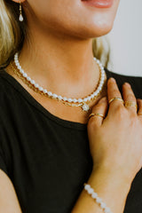 Freshwater Pearl Necklace with Gold Filled Starburst Pendant