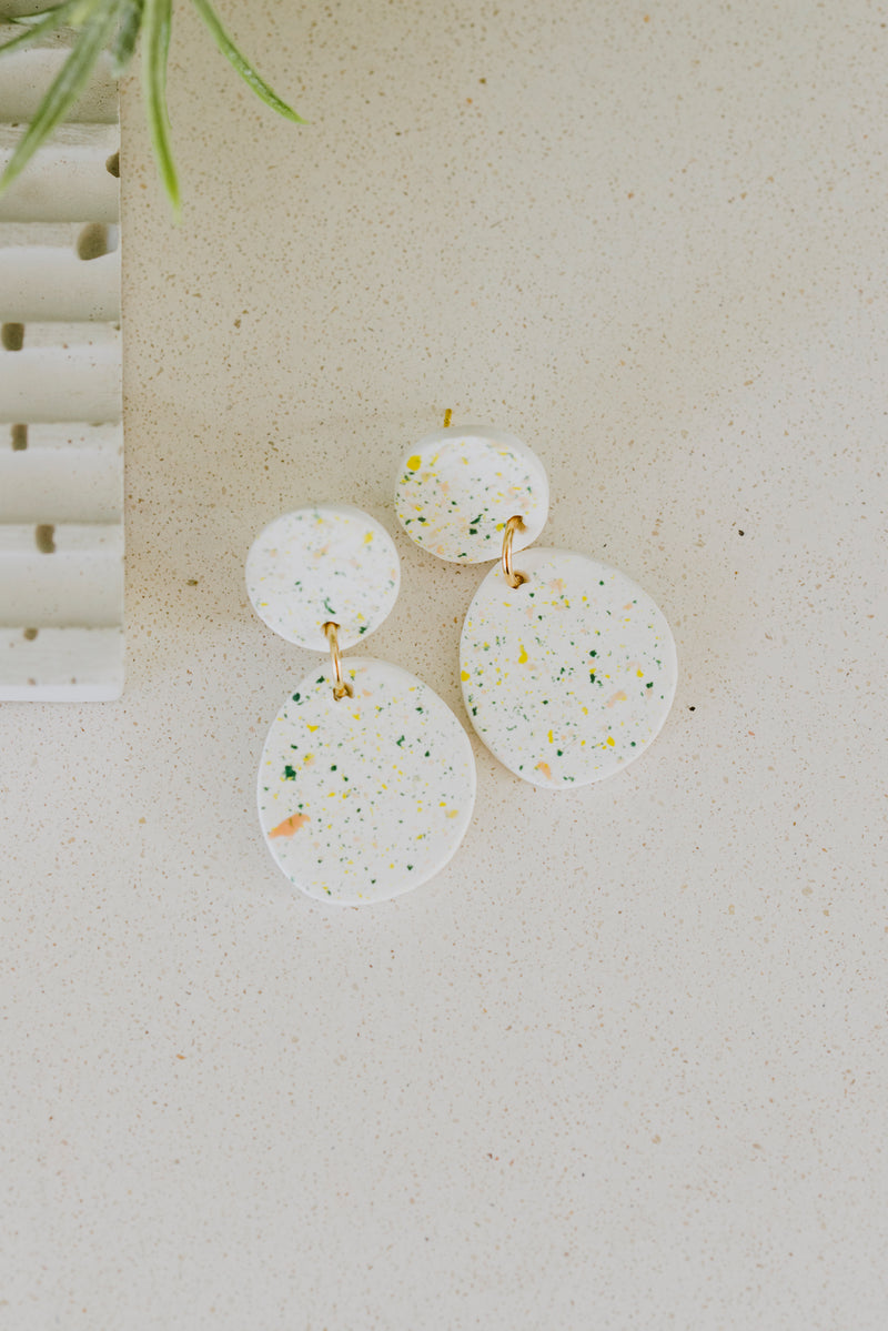 WhiteSpeckled Clay Earrings