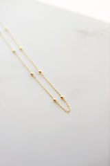 Dainty Bead and Chain Gold Filled Necklace by Layerhandmade