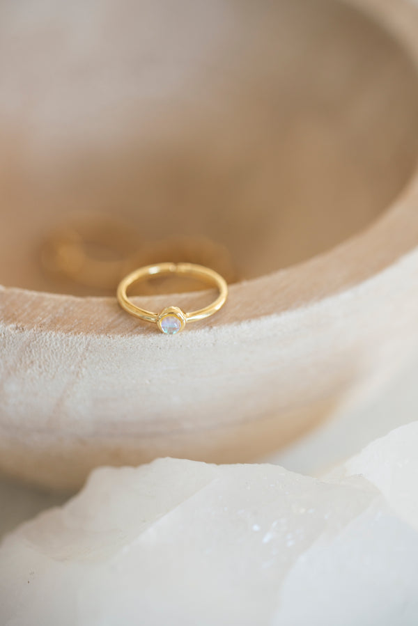 Dainty Blue Clear Opal Ring