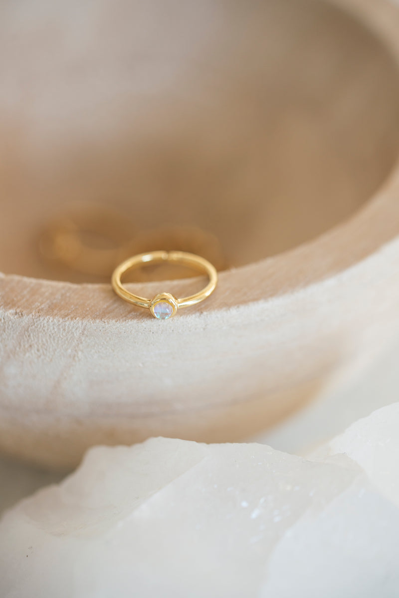 Dainty Blue Clear Opal Ring