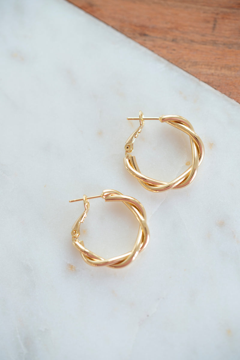 Dainty Twisted Hoop Earrings by Layer Jewelry