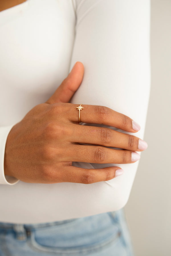Gold North Star Ring