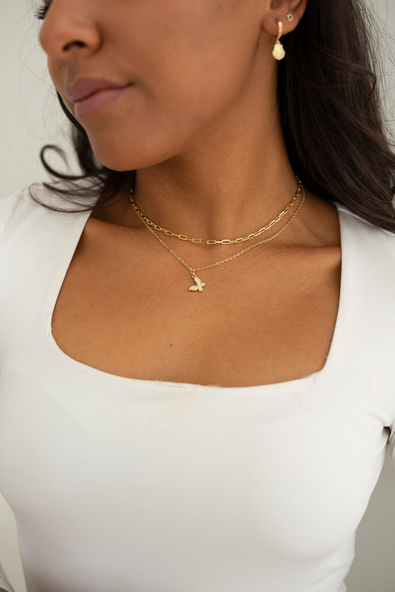 Gold Filled Butterfly Charm Necklace