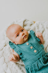 Peacock Backless Cotton Romper