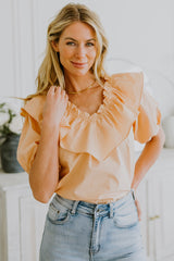 Peach Ruffle Blouse
