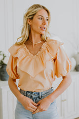 Peach Ruffle Blouse