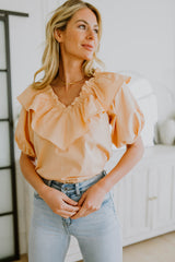 Peach Ruffle Blouse