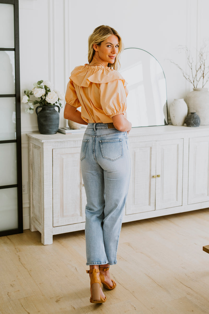 Peach Ruffle Blouse