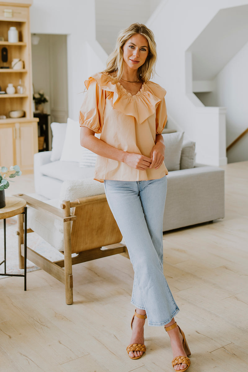 Peach Ruffle Blouse