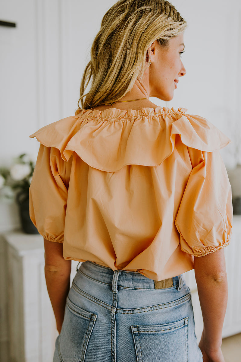 Peach Ruffle Blouse