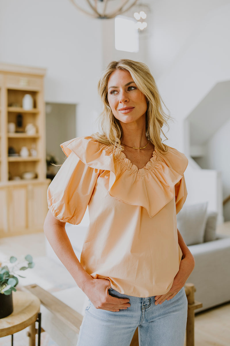 Peach Ruffle Blouse
