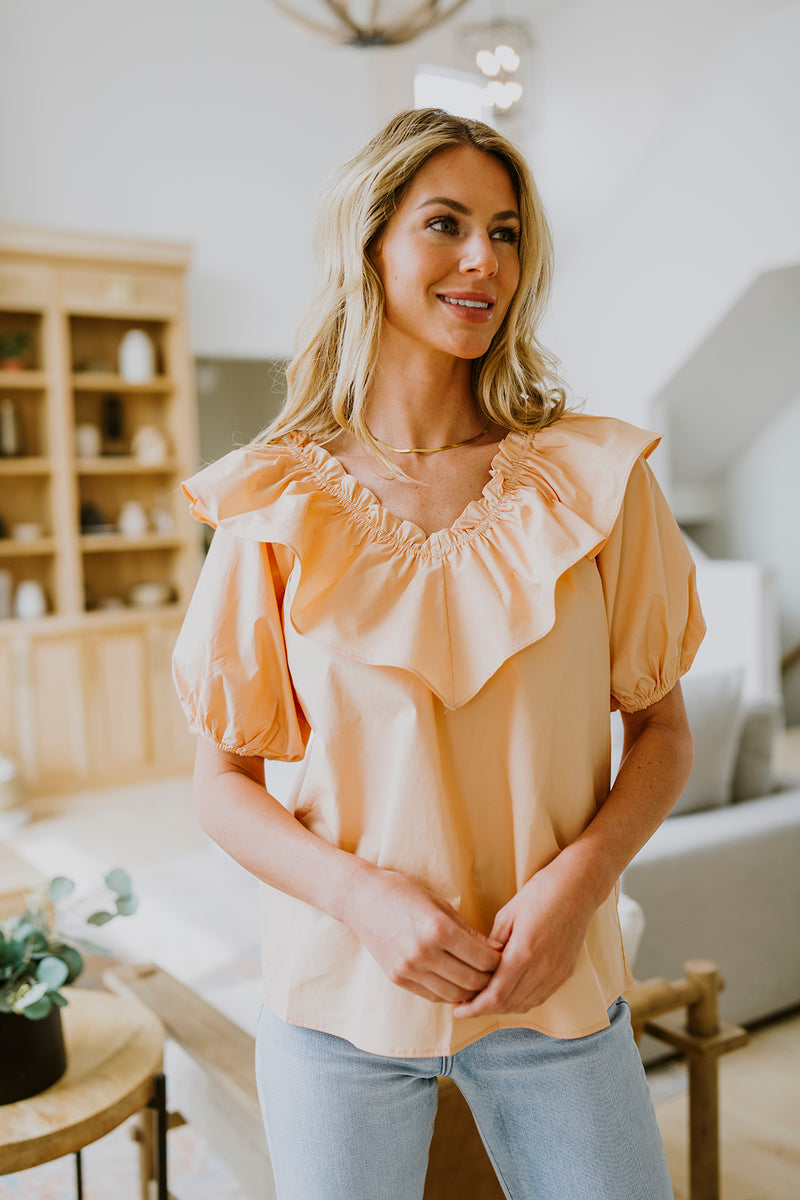 Peach Ruffle Blouse