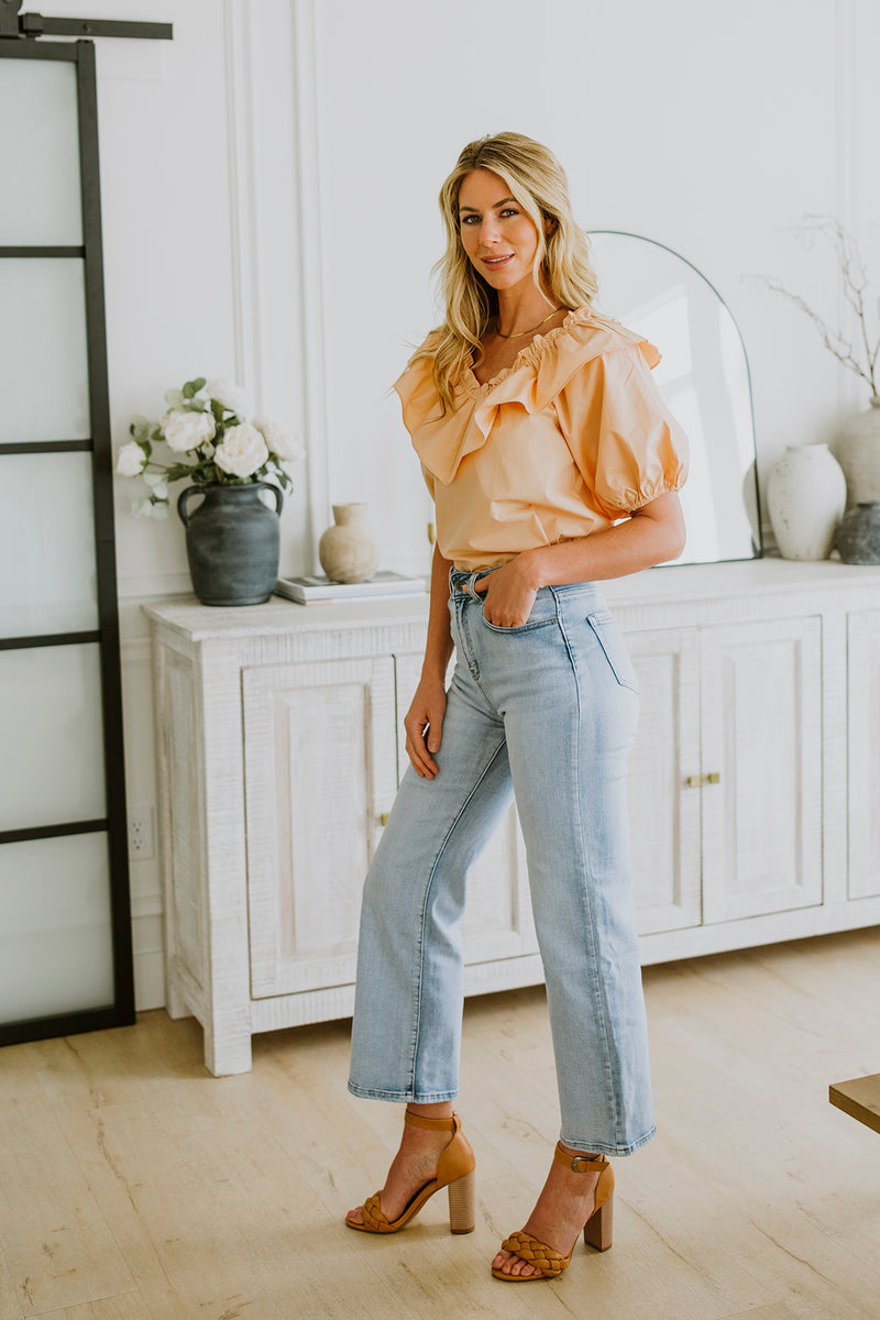 Peach Ruffle Blouse