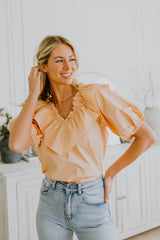 Peach Ruffle Blouse
