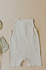 Oatmeal Cropped Linen Baby Romper