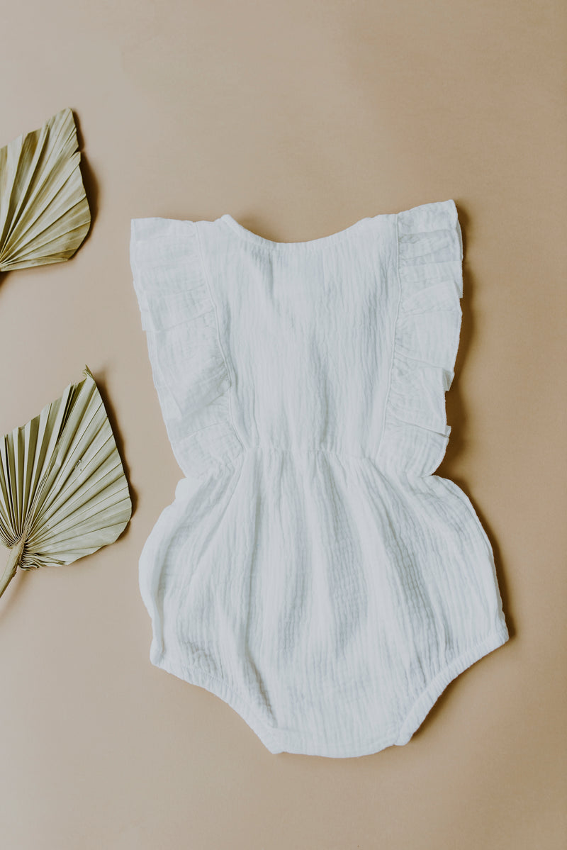 White Baby Romper